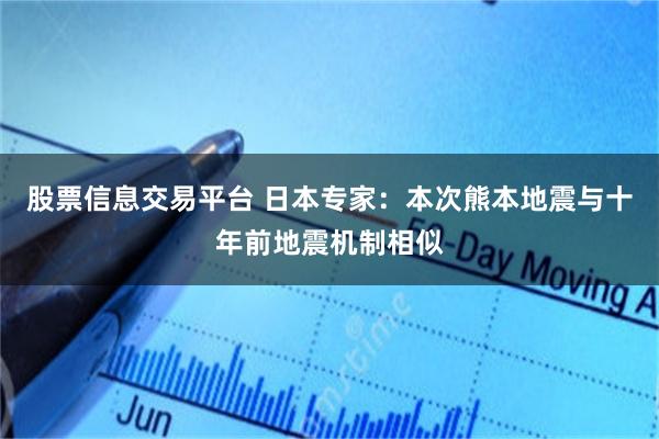 股票信息交易平台 日本专家：本次熊本地震与十年前地震机制相似